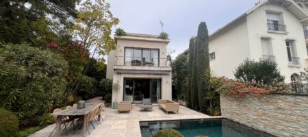 Le Cannet Europe, maison contemporaine meublée 4 pièces avec piscine et jardin, stationnement,